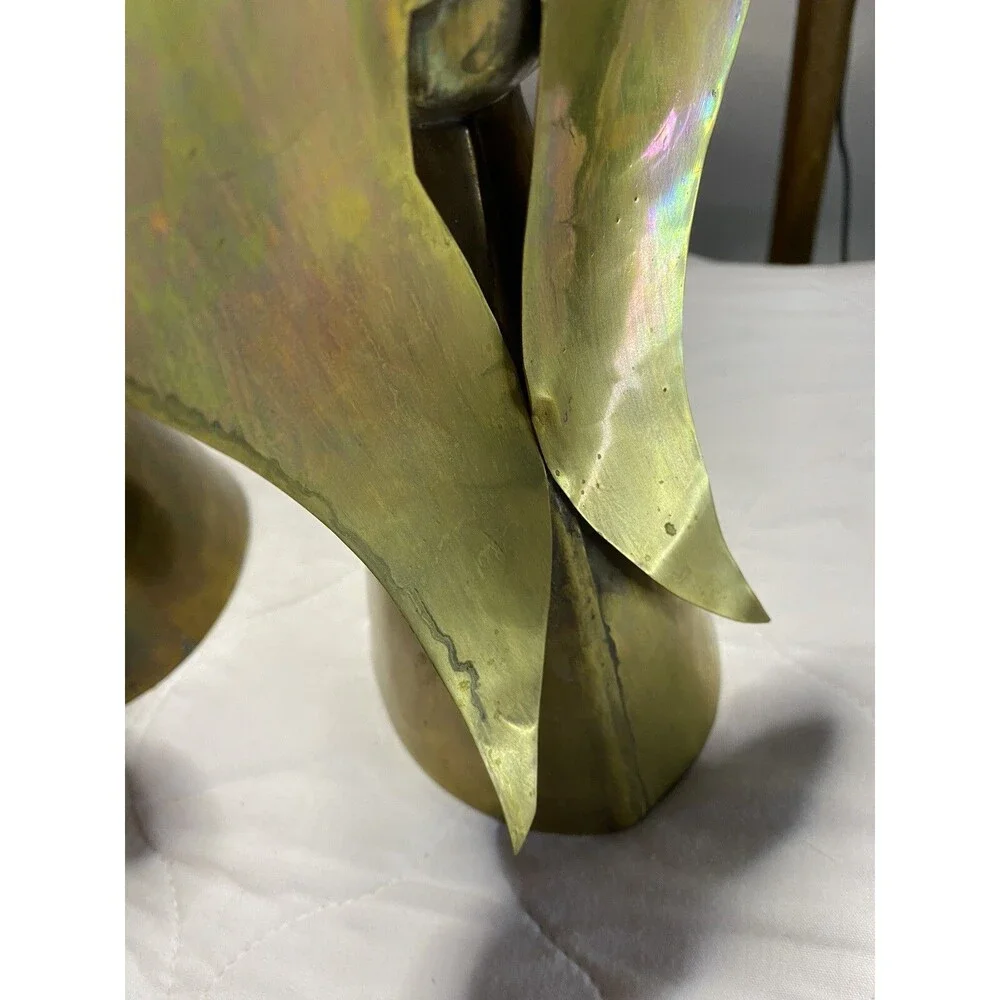 Brass Angel Candle Holders Jaipur? India Brutalist Style - 2 Qty. Heavy Brass